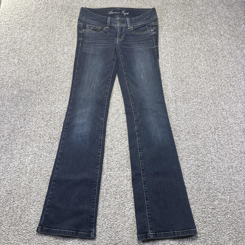 American Eagle Original Boot Jeans Womens 0 Blue Med Wash Stretch Denim 27x31